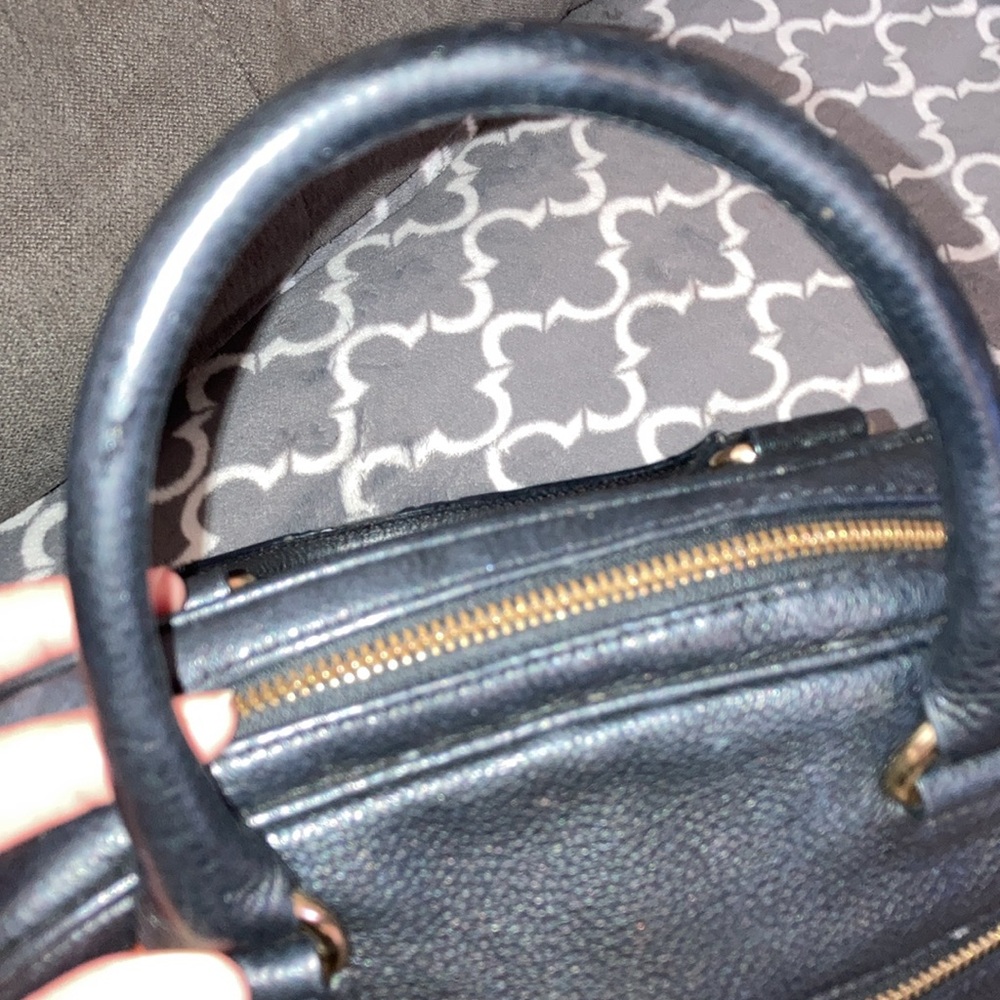 Michael Kors Black Leather Satchel with Gold Accents - Picture 9 of 11